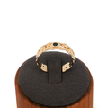 Yellow Gold Braided Band Ring with Deep Blue Sapphire