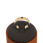 Yellow Gold Braided Band Ring with Deep Blue Sapphire
