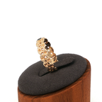 Yellow Gold Braided Band Ring with Deep Blue Sapphire