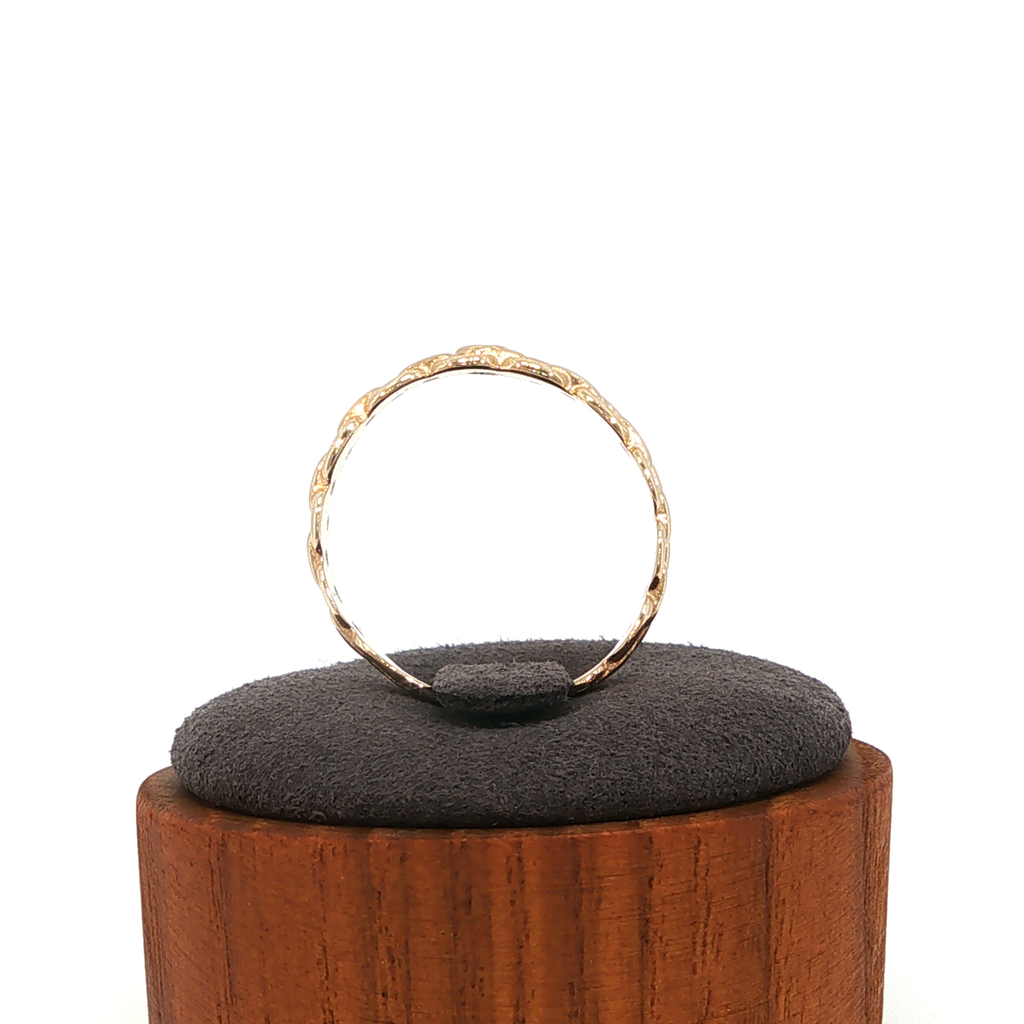 Yellow Gold Braided Band Ring with Deep Blue Sapphire