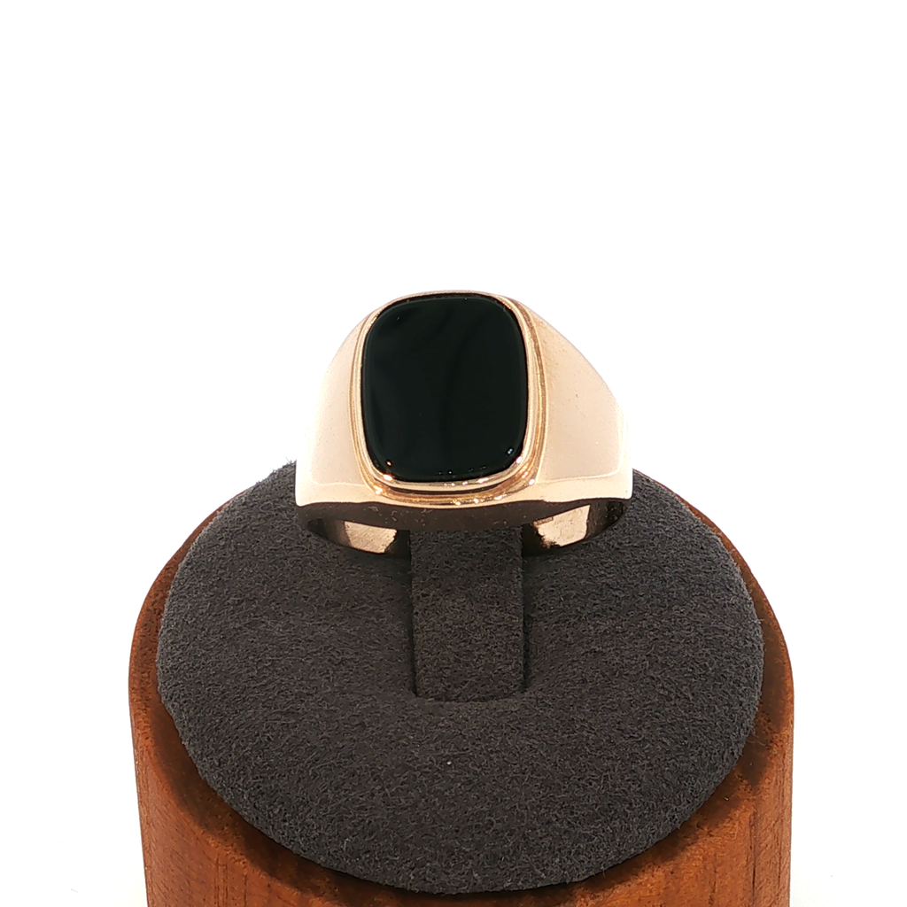 Rose Gold Signet Ring with Black Onyx