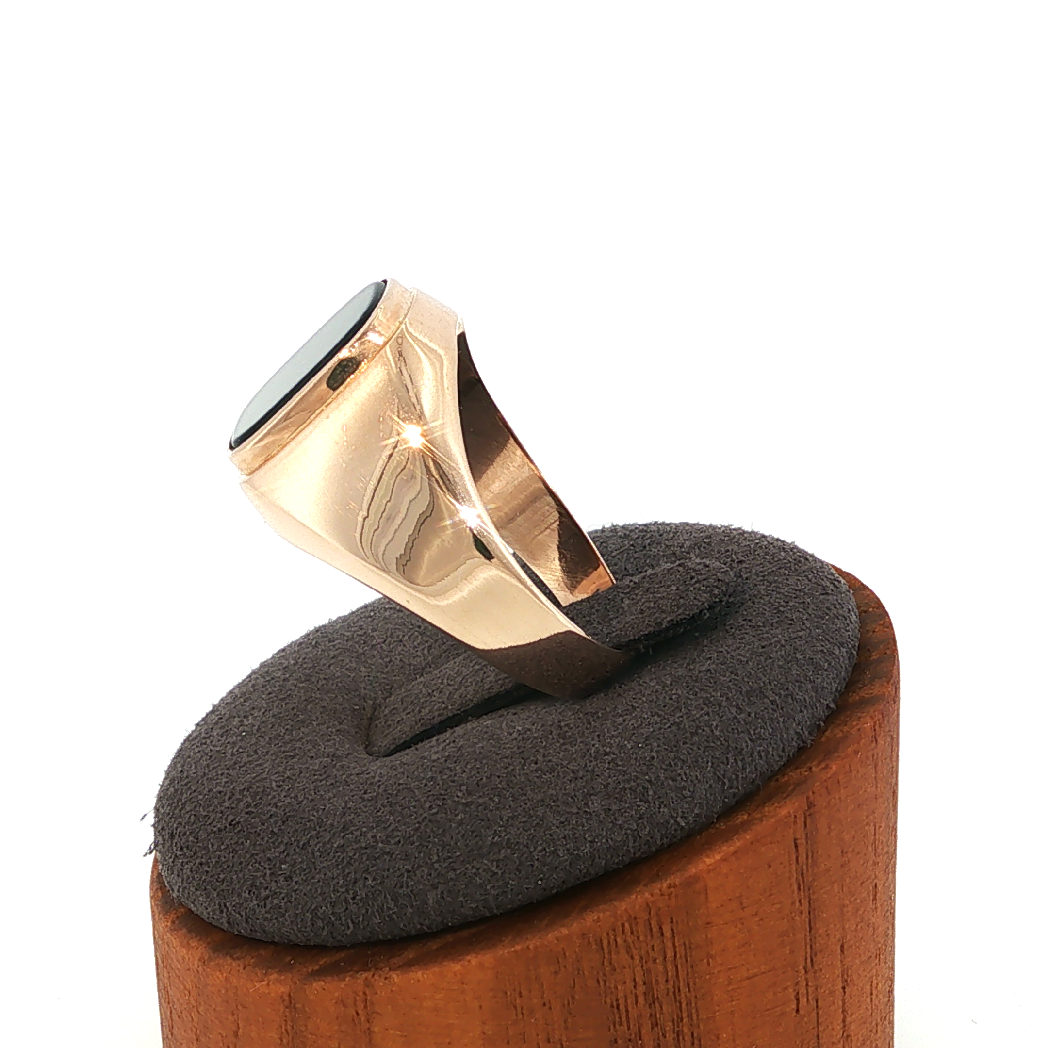 Rose Gold Signet Ring with Black Onyx