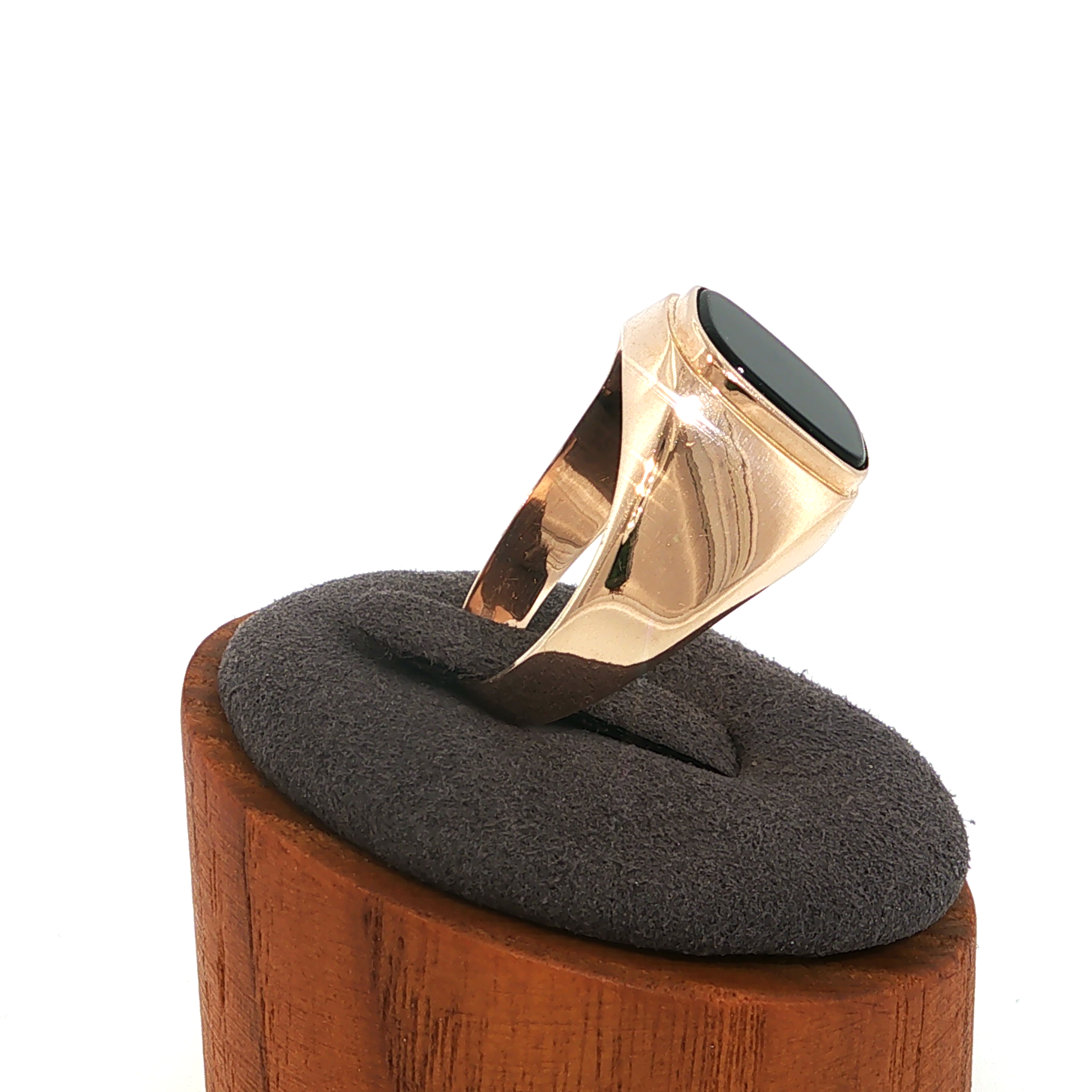 Rose Gold Signet Ring with Black Onyx