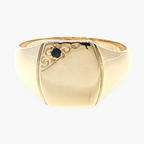 Yellow Gold Signet Ring with Deep Blue Sapphire Accent