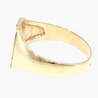 Yellow Gold Signet Ring with Deep Blue Sapphire Accent