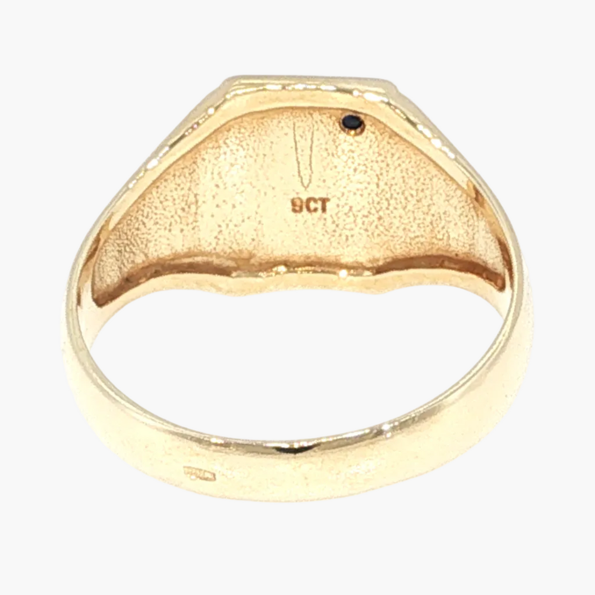 Yellow Gold Signet Ring with Deep Blue Sapphire Accent
