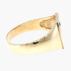 Yellow Gold Signet Ring with Deep Blue Sapphire Accent