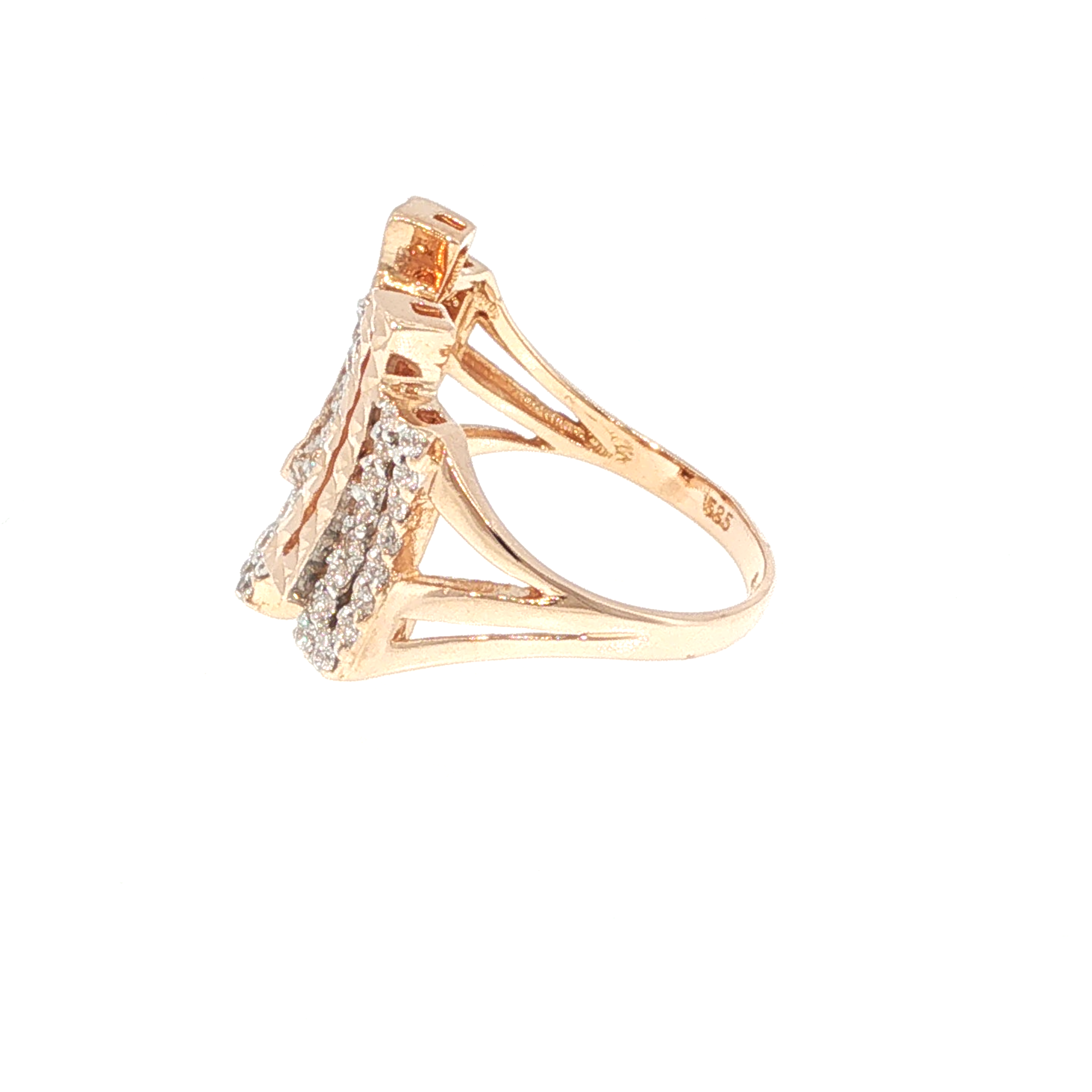 Geometric Diamond and Rose Gold Cocktail Ring