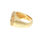 Yellow Gold Egyptian Cartouche Diamond Halo Signet Ring
