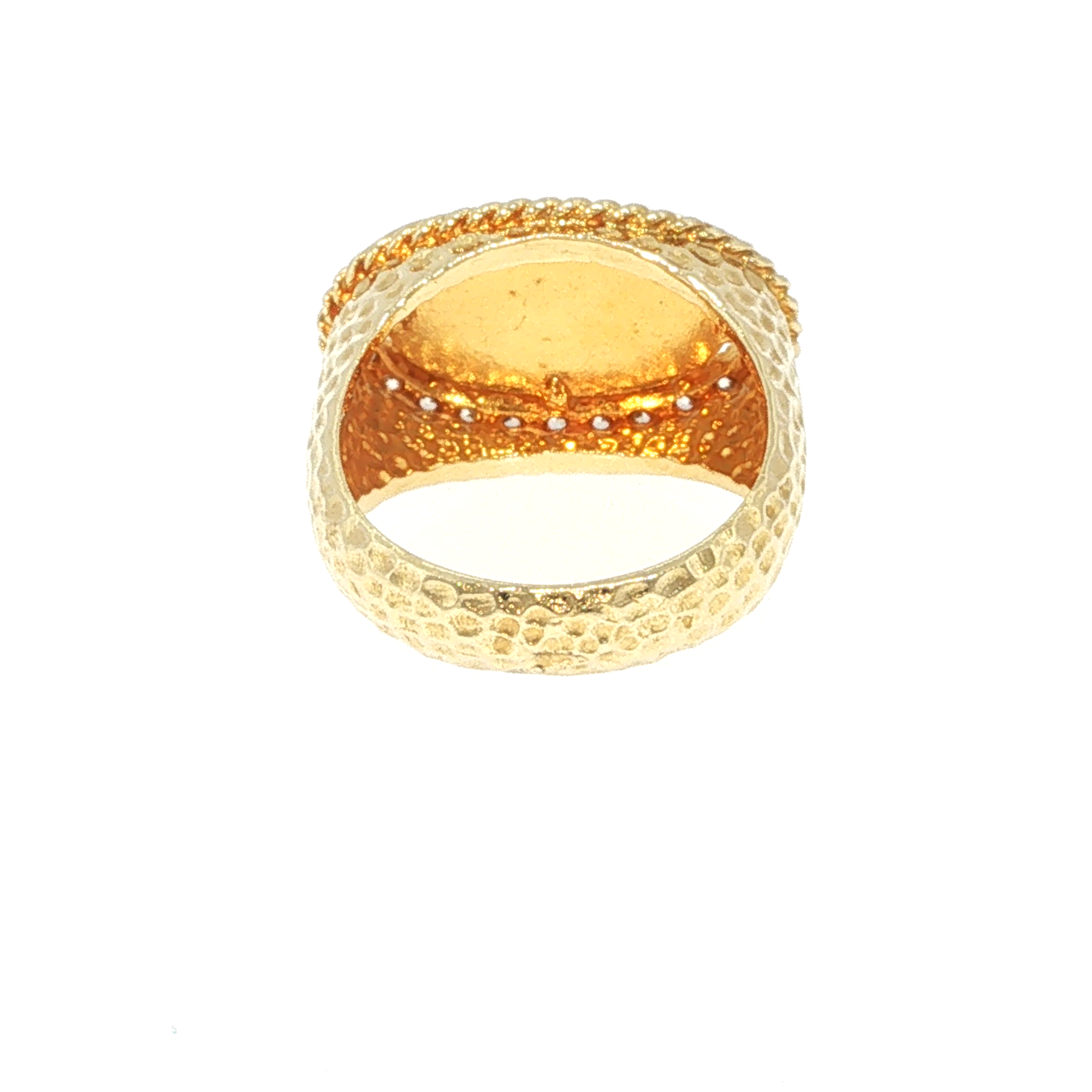 Yellow Gold Egyptian Cartouche Diamond Halo Signet Ring