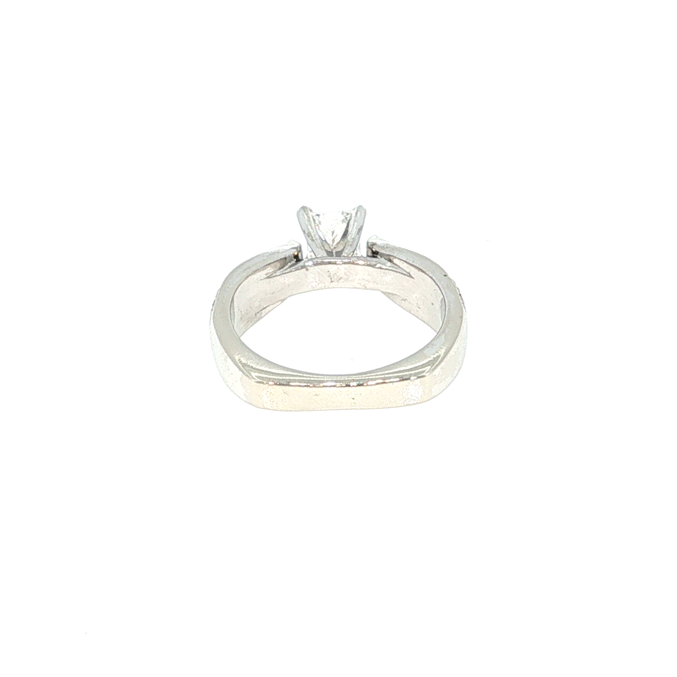 White Gold Diamond Engagement Ring with Split-Shank Band