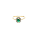 Yellow Gold Oval Emerald Halo Cocktail Ring
