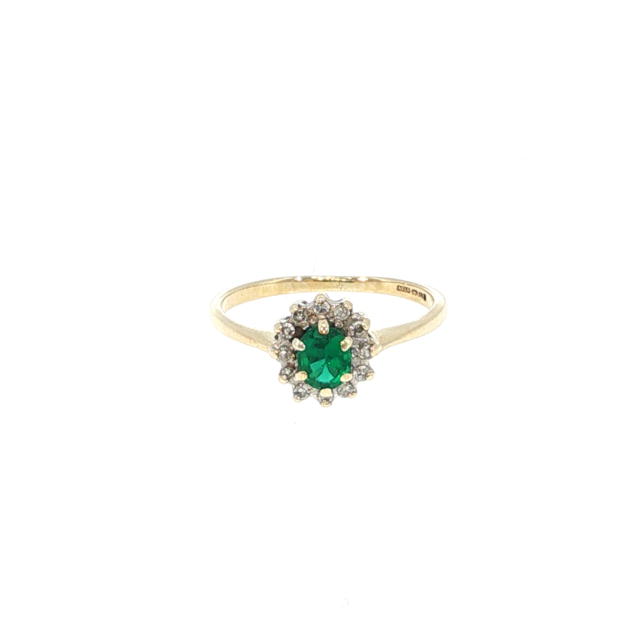 Yellow Gold Oval Emerald Halo Cocktail Ring
