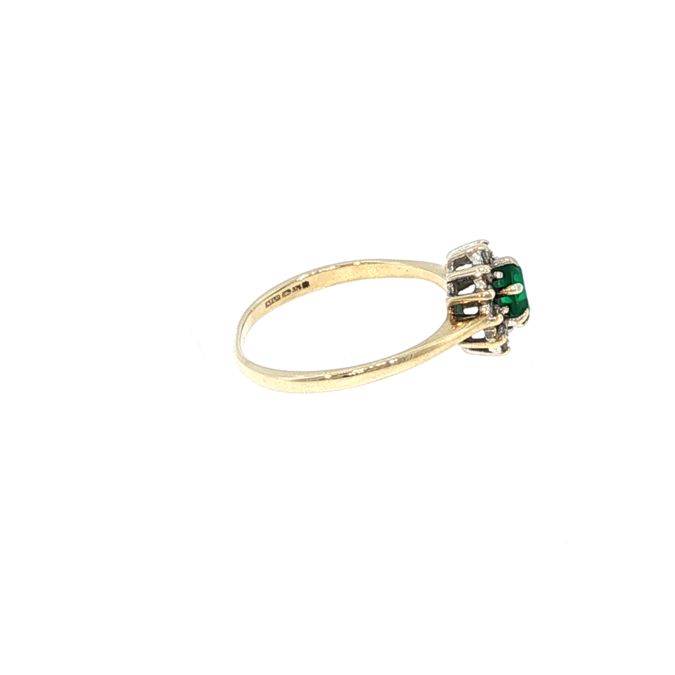 Yellow Gold Oval Emerald Halo Cocktail Ring