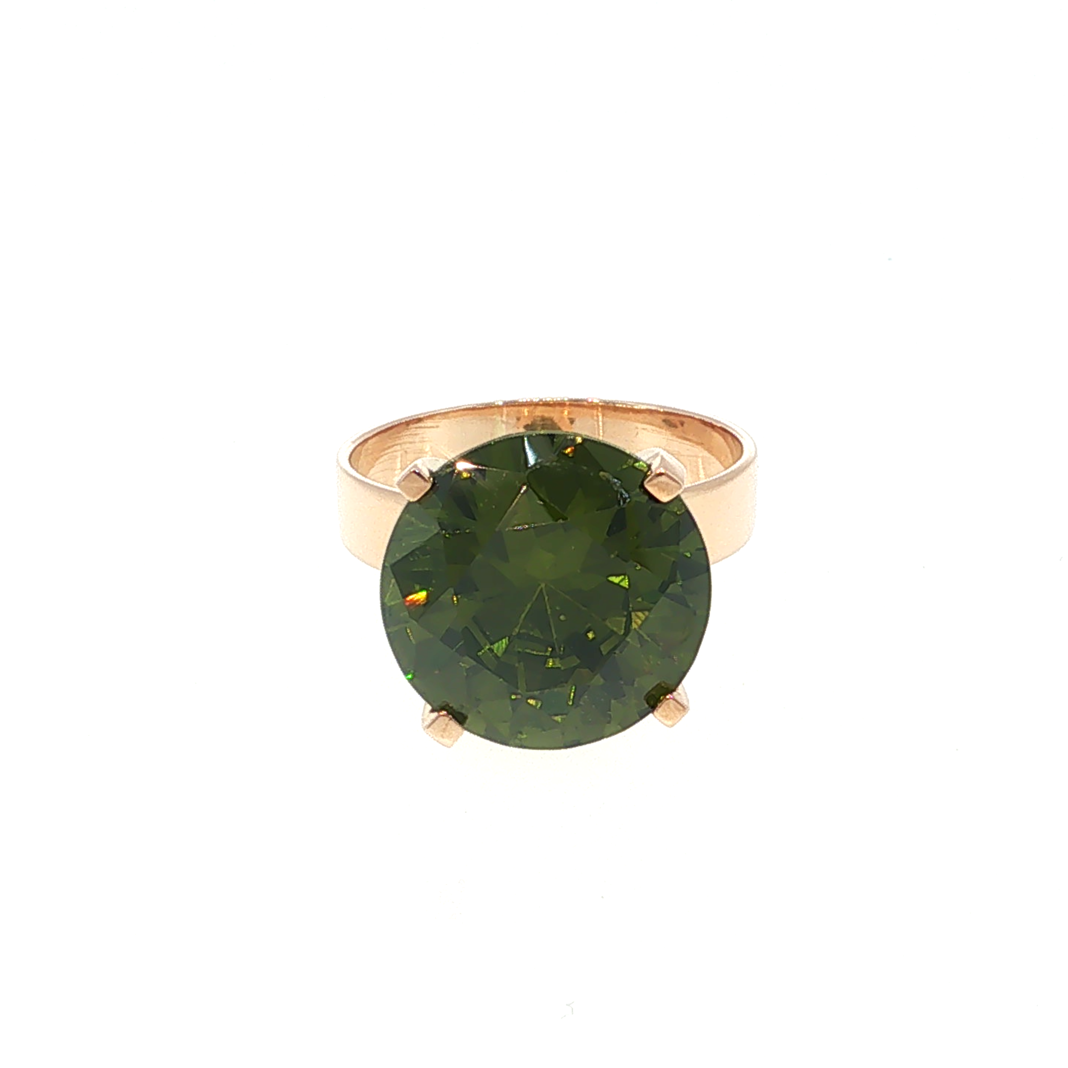 Large Round Peridot Solitaire Ring in Rose Gold