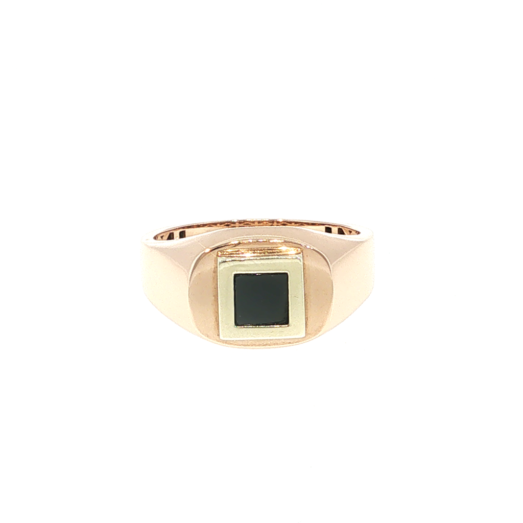 Rose Gold Square Onyx Signet Ring