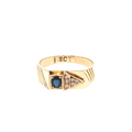 Yellow Gold Deep Blue Sapphire Geometric Signet Ring