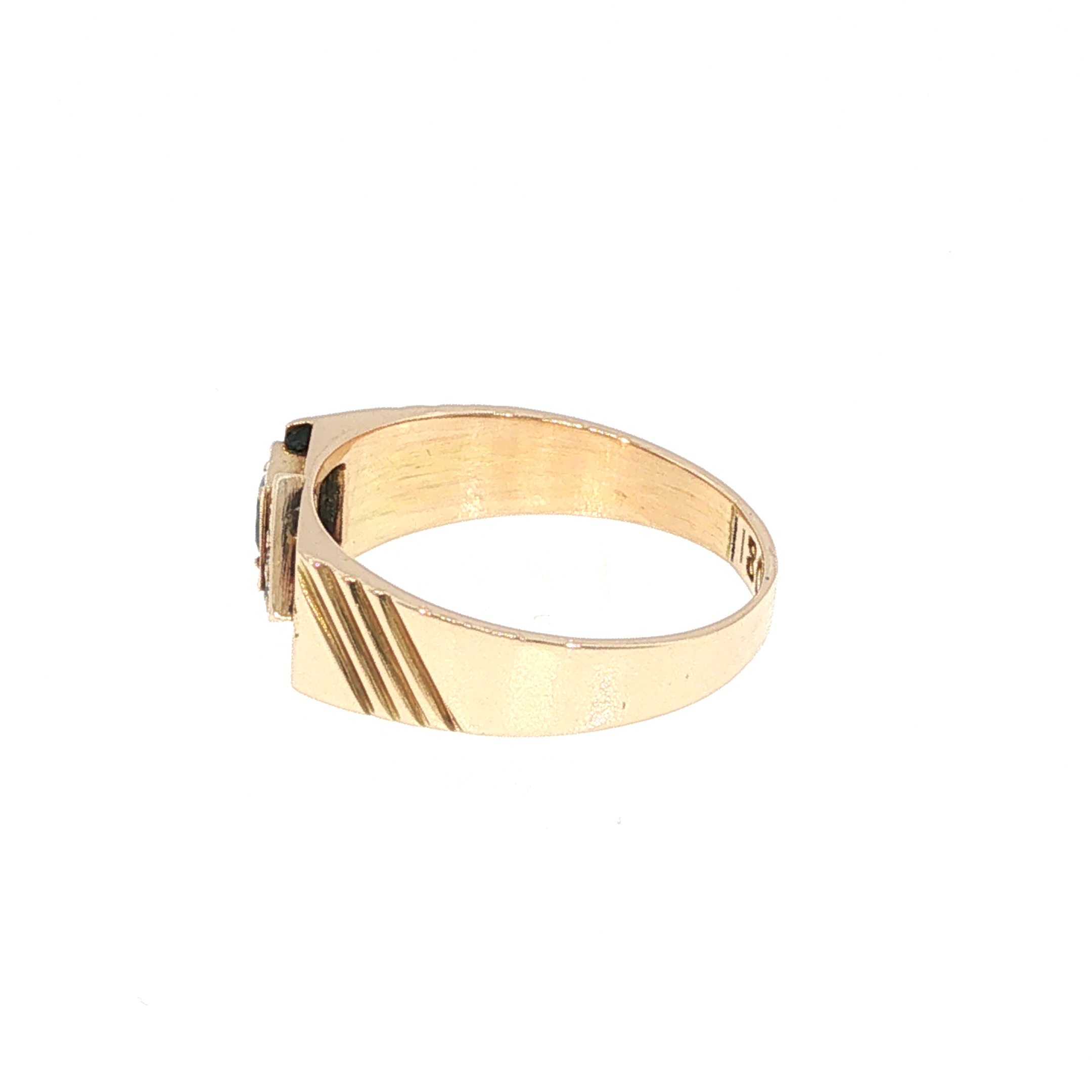 Yellow Gold Deep Blue Sapphire Geometric Signet Ring