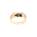 Yellow Gold Deep Blue Sapphire Geometric Signet Ring