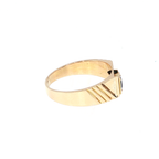 Yellow Gold Deep Blue Sapphire Geometric Signet Ring