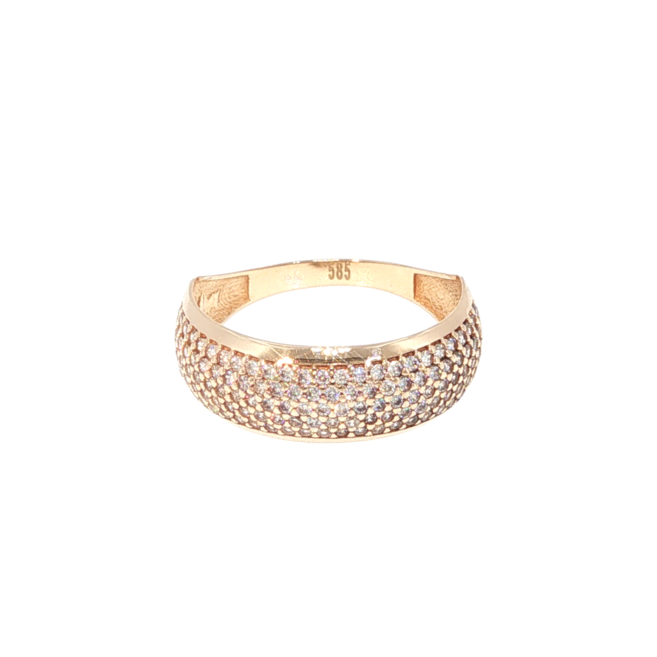 Yellow Gold Pavé Diamond Domed Band Ring