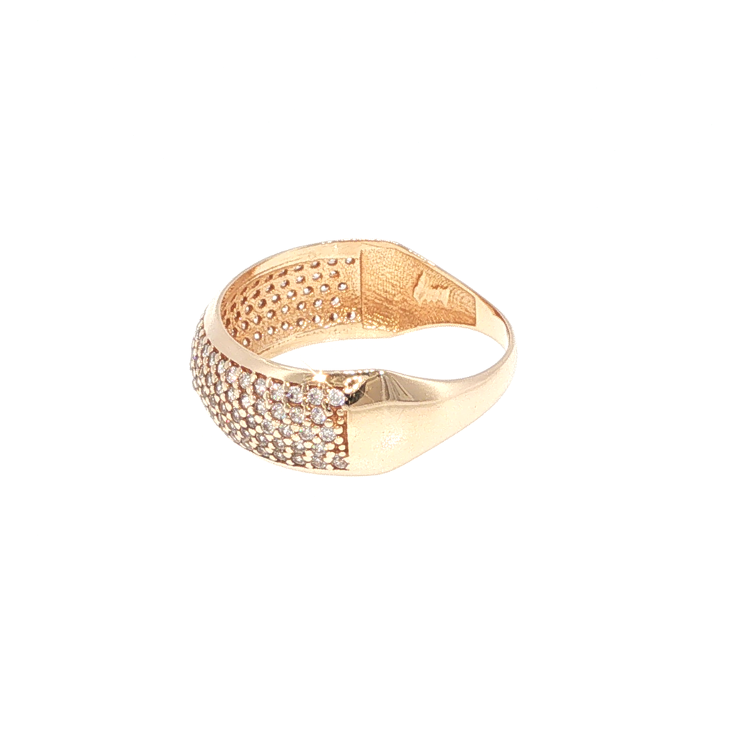 Yellow Gold Pavé Diamond Domed Band Ring