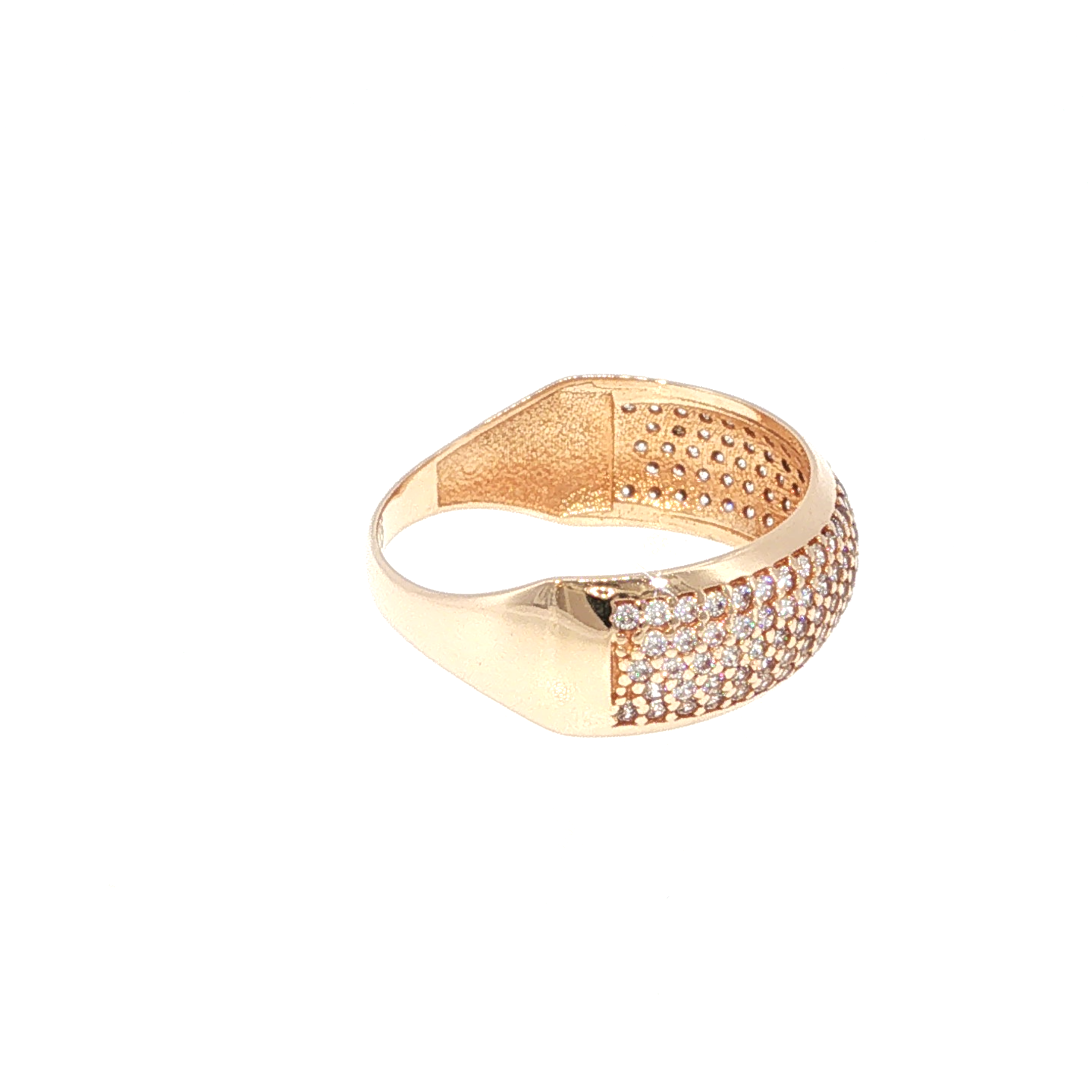 Yellow Gold Pavé Diamond Domed Band Ring