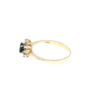 Deep Blue Sapphire Halo Cocktail Ring in Yellow Gold