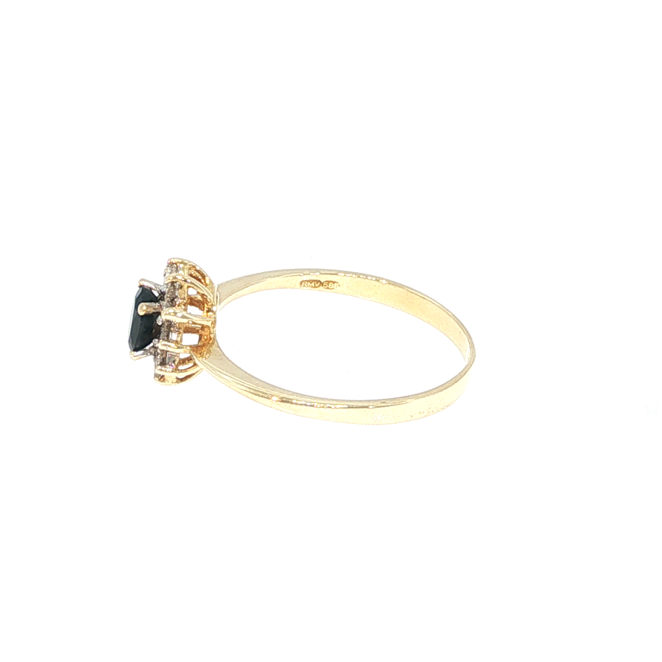 Deep Blue Sapphire Halo Cocktail Ring in Yellow Gold