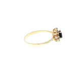 Deep Blue Sapphire Halo Cocktail Ring in Yellow Gold