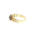 Yellow Gold Sapphire Floral Cluster Textured Cocktail Ring