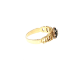 Yellow Gold Sapphire Floral Cluster Textured Cocktail Ring