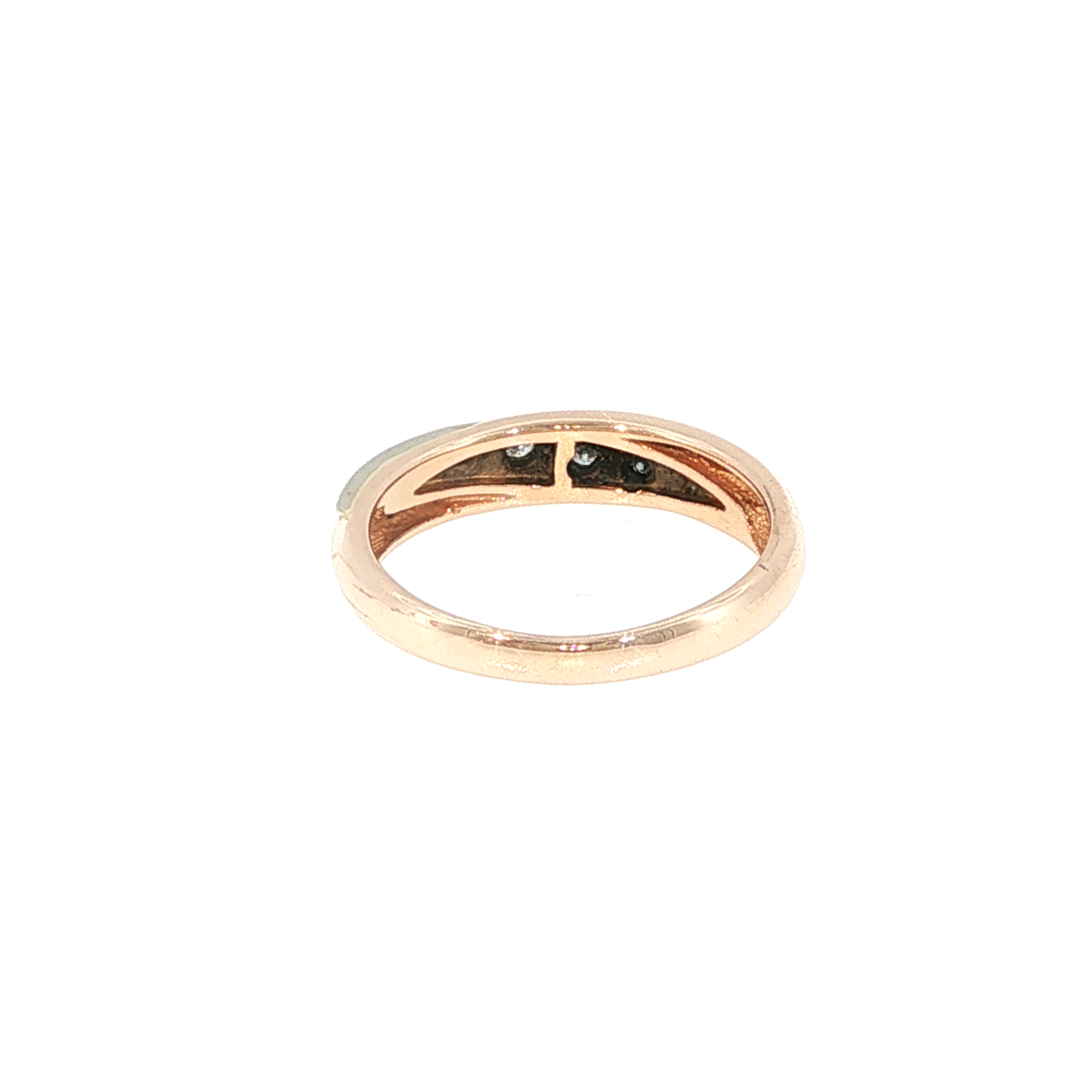 Rose Gold Diamond Accent Band Ring with Milgrain Detail