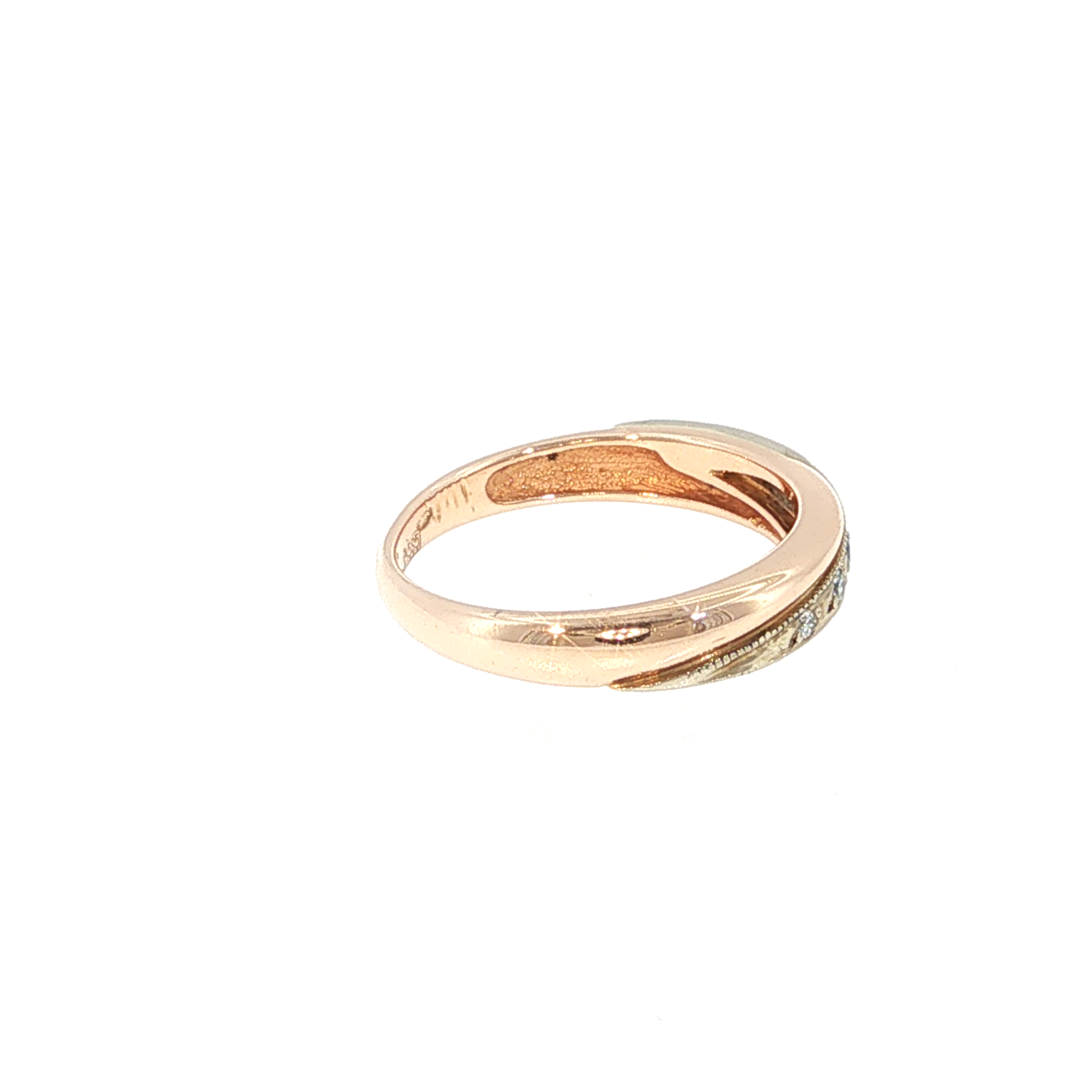 Rose Gold Diamond Accent Band Ring with Milgrain Detail