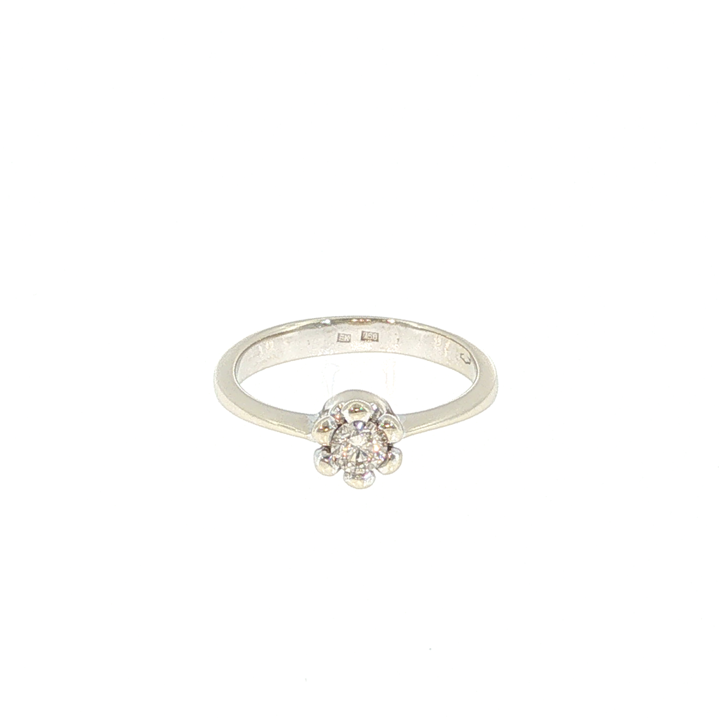 Diamond Floral Solitaire Ring in White Gold