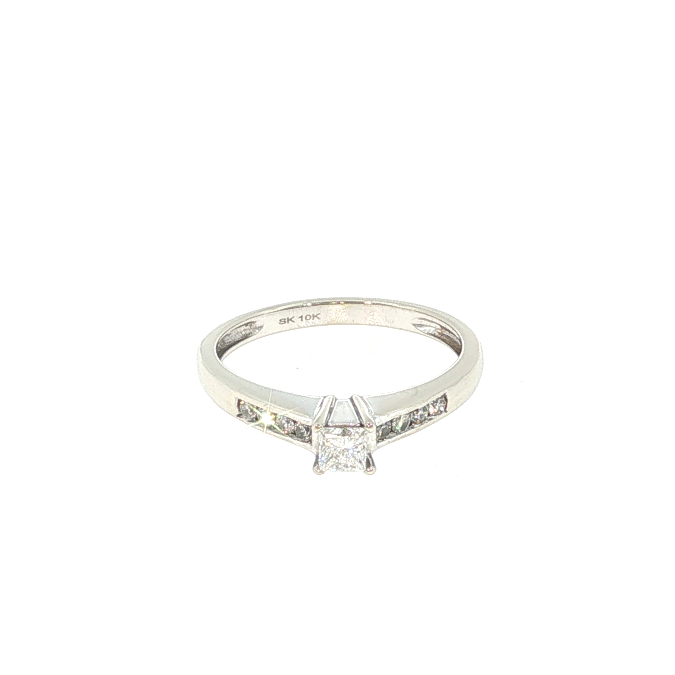 Princess Cut Diamond Channel Set Engagement Ring - White Gold