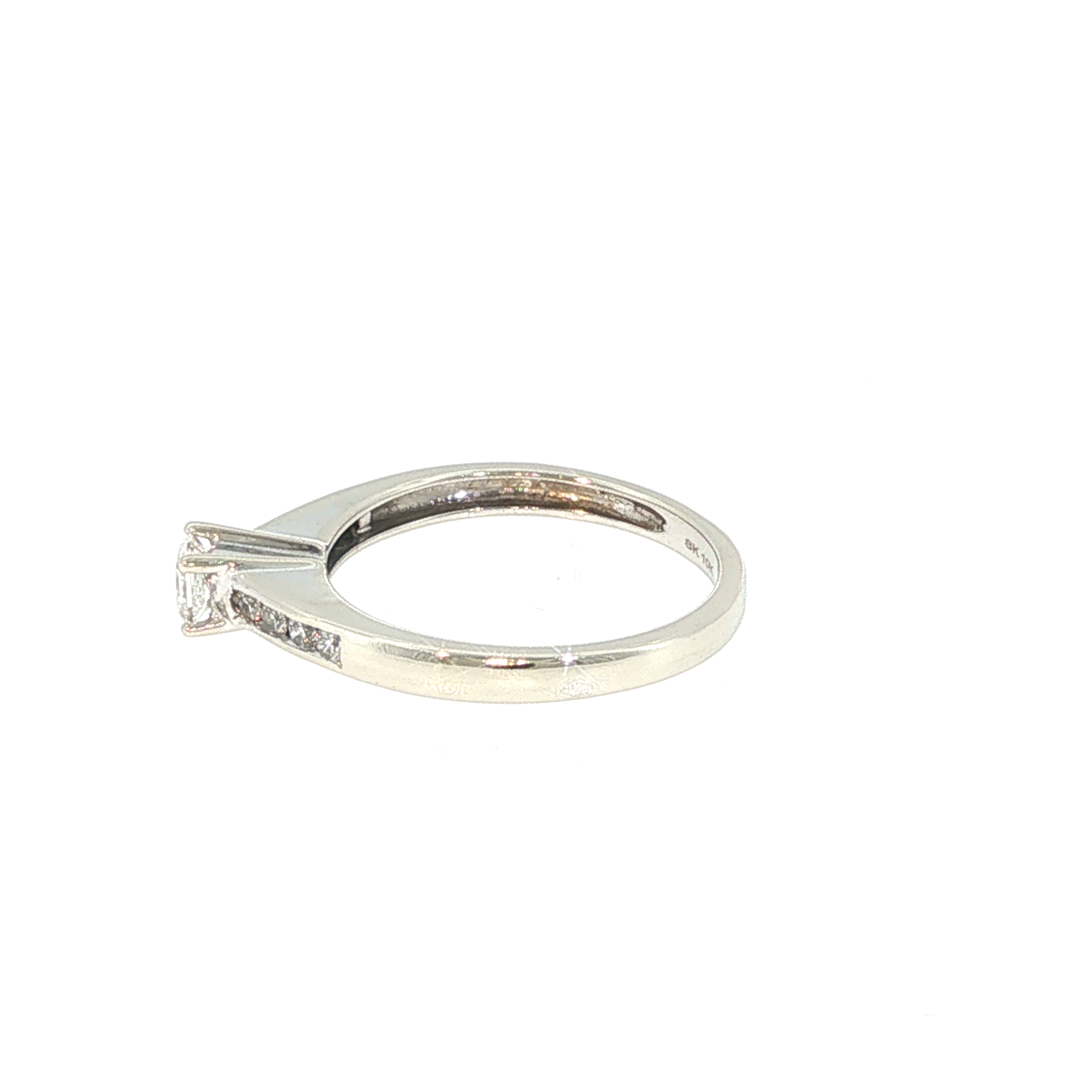 Princess Cut Diamond Channel Set Engagement Ring - White Gold