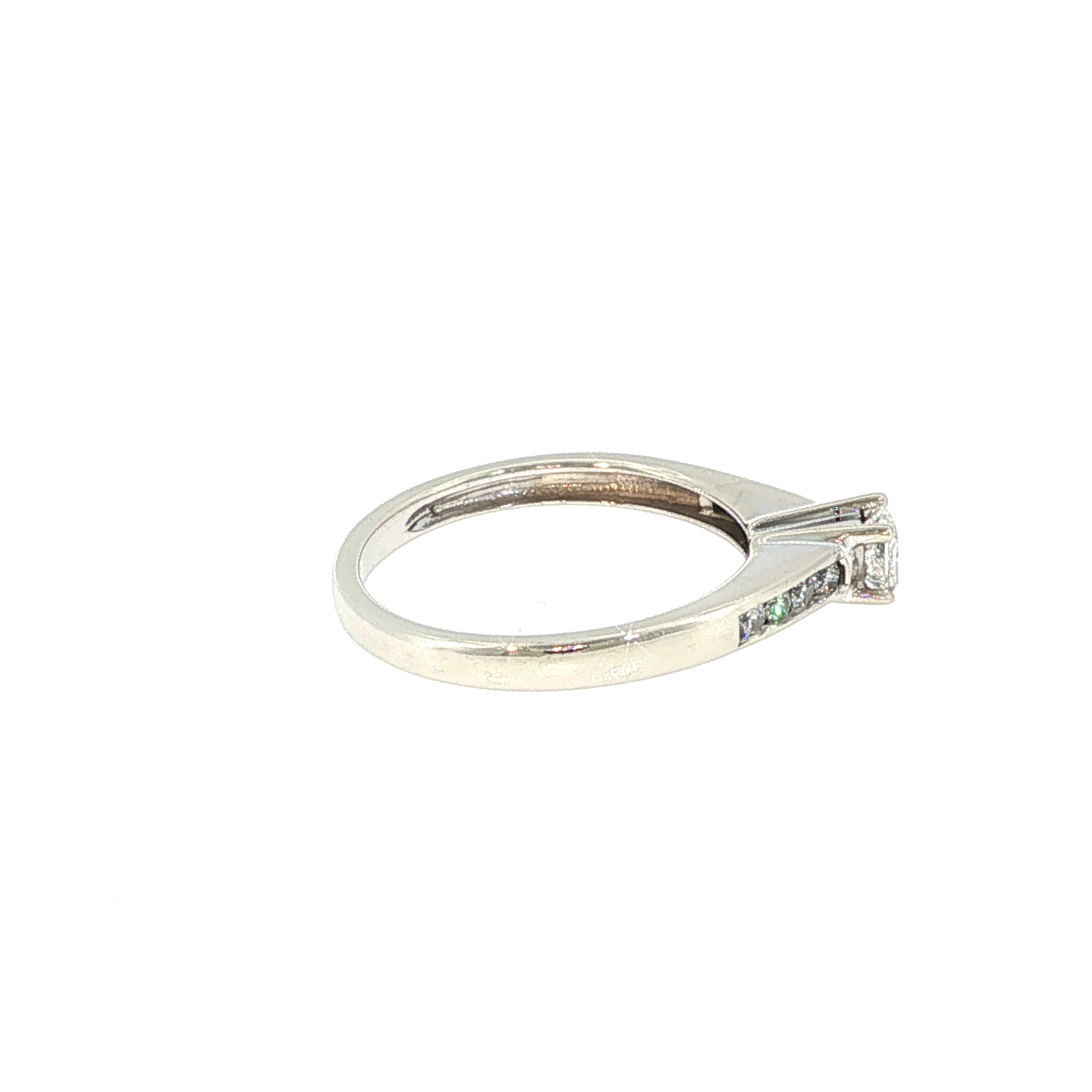 Princess Cut Diamond Channel Set Engagement Ring - White Gold
