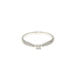 White Gold Diamond Solitaire Ring with Accented Band