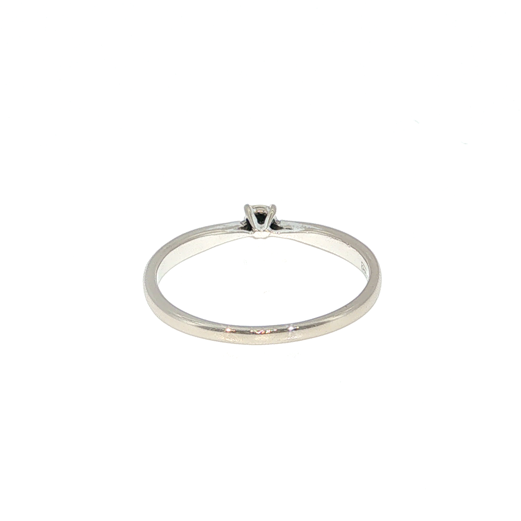 White Gold Diamond Solitaire Ring with Accented Band