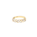 Yellow Gold Braided Leaf Diamond Accent Band Ring