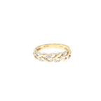 Yellow Gold Braided Leaf Diamond Accent Band Ring