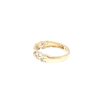 Yellow Gold Braided Leaf Diamond Accent Band Ring