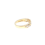 Yellow Gold Braided Leaf Diamond Accent Band Ring