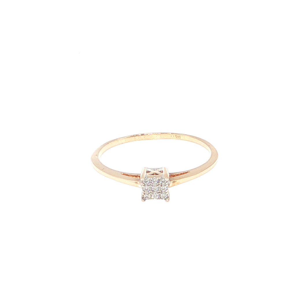 Diamond Square Cluster Ring in Rose Gold