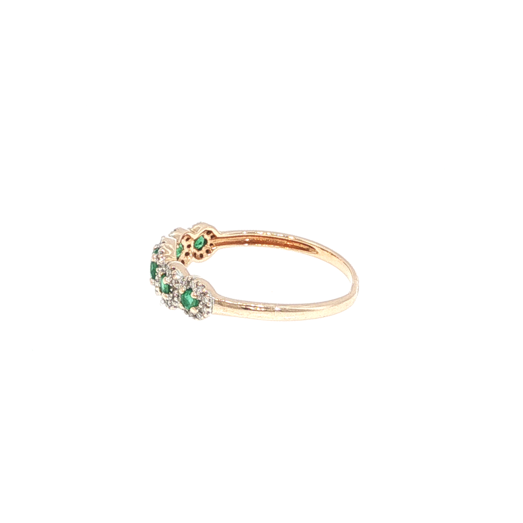 Five-Stone Emerald Halo Ring in Rose Gold