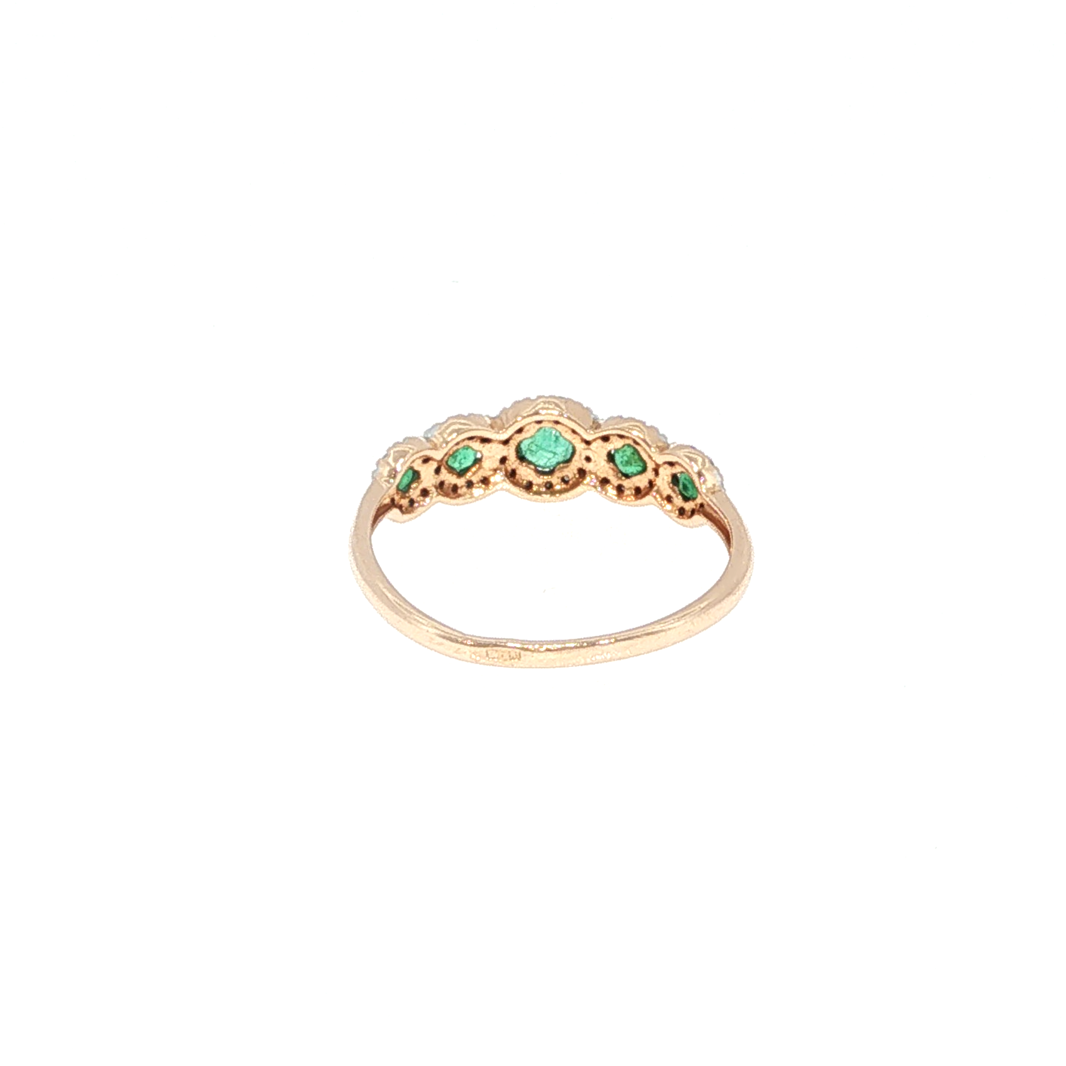 Five-Stone Emerald Halo Ring in Rose Gold