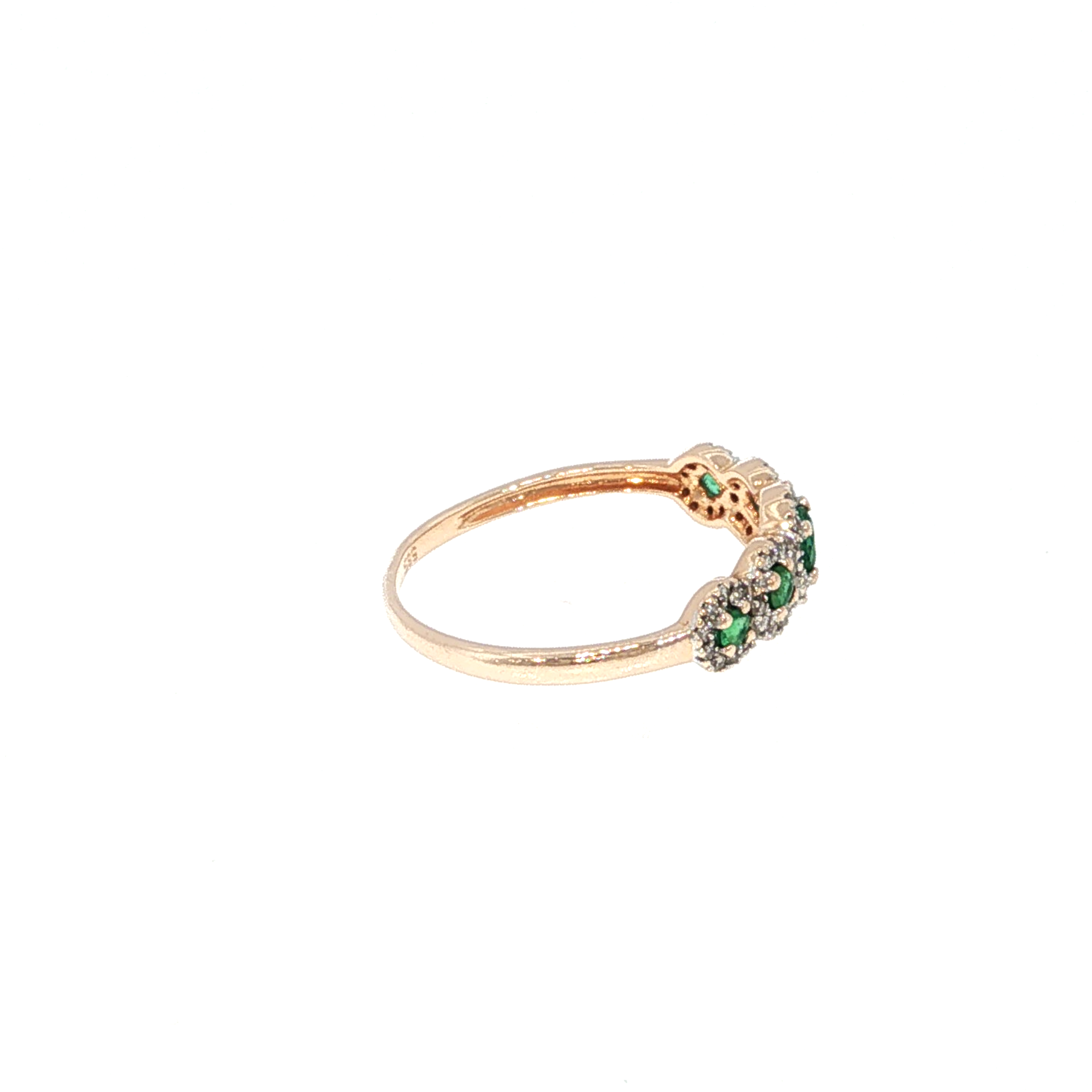 Five-Stone Emerald Halo Ring in Rose Gold