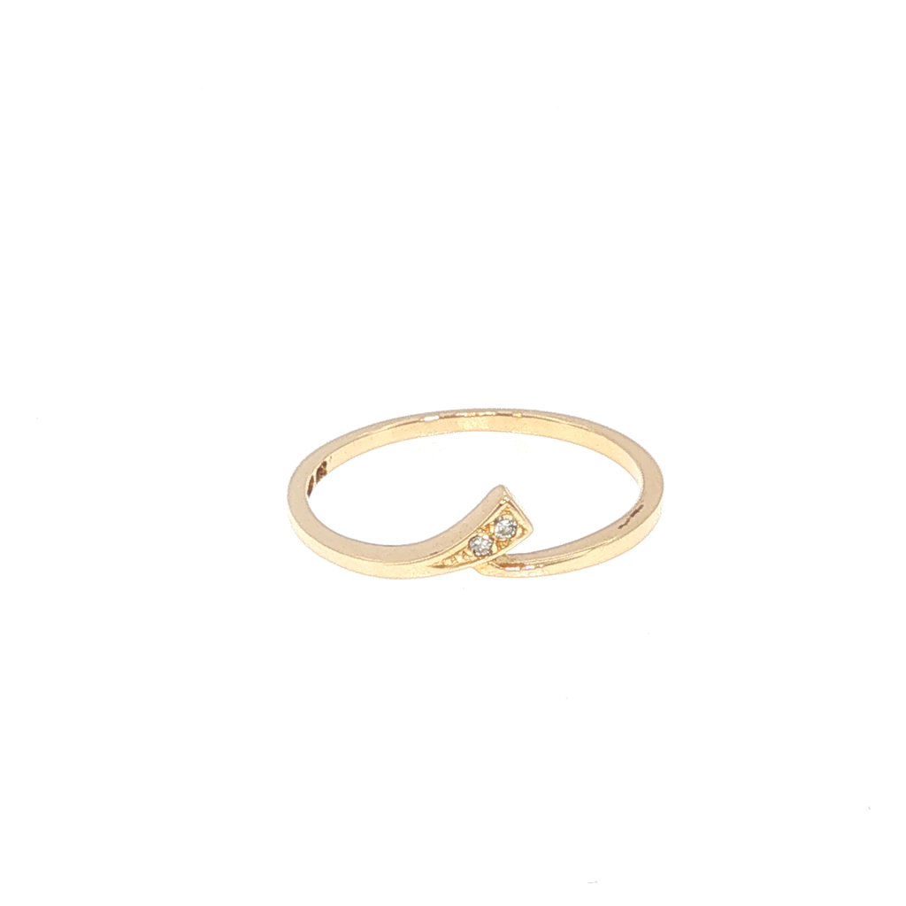 Yellow Gold Diamond Bypass Stackable Ring