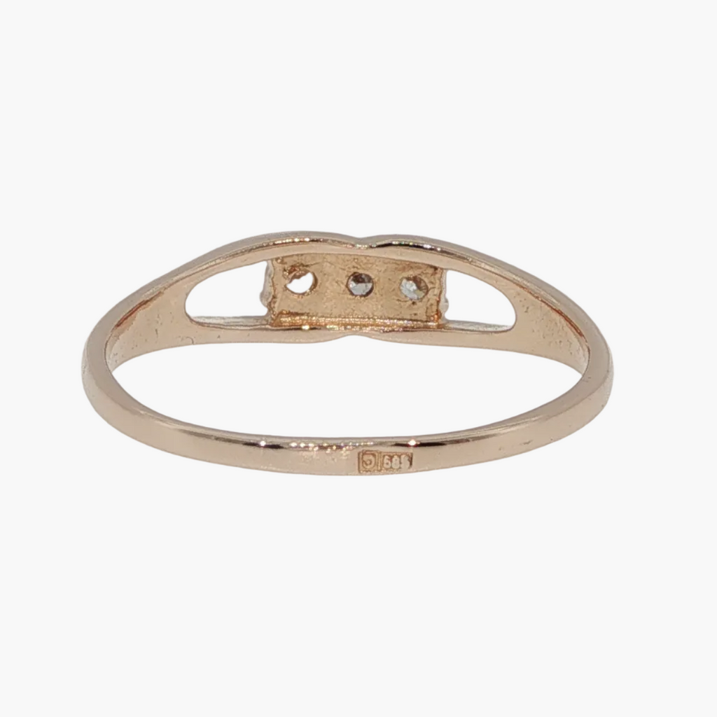 Rose Gold Three-Stone Diamond Split Shank Ring